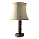 Charles Dudouyt oak table lamp with parchment shade, France, 1950s