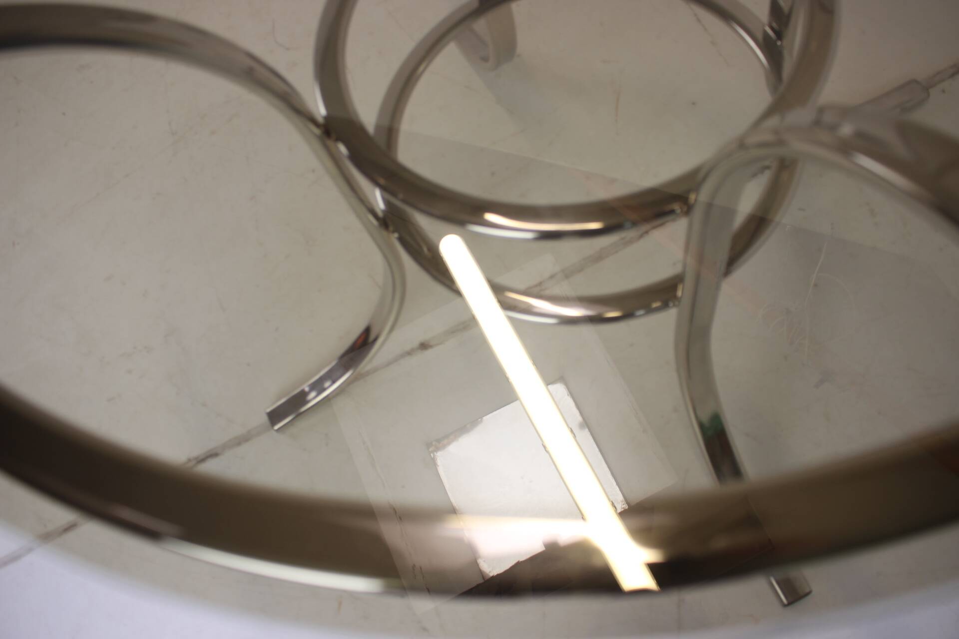 Midcentury Chrome and Glass Dining Table, Italy 1970s