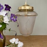 Vintage globe pendant light in white and gold frosted glass