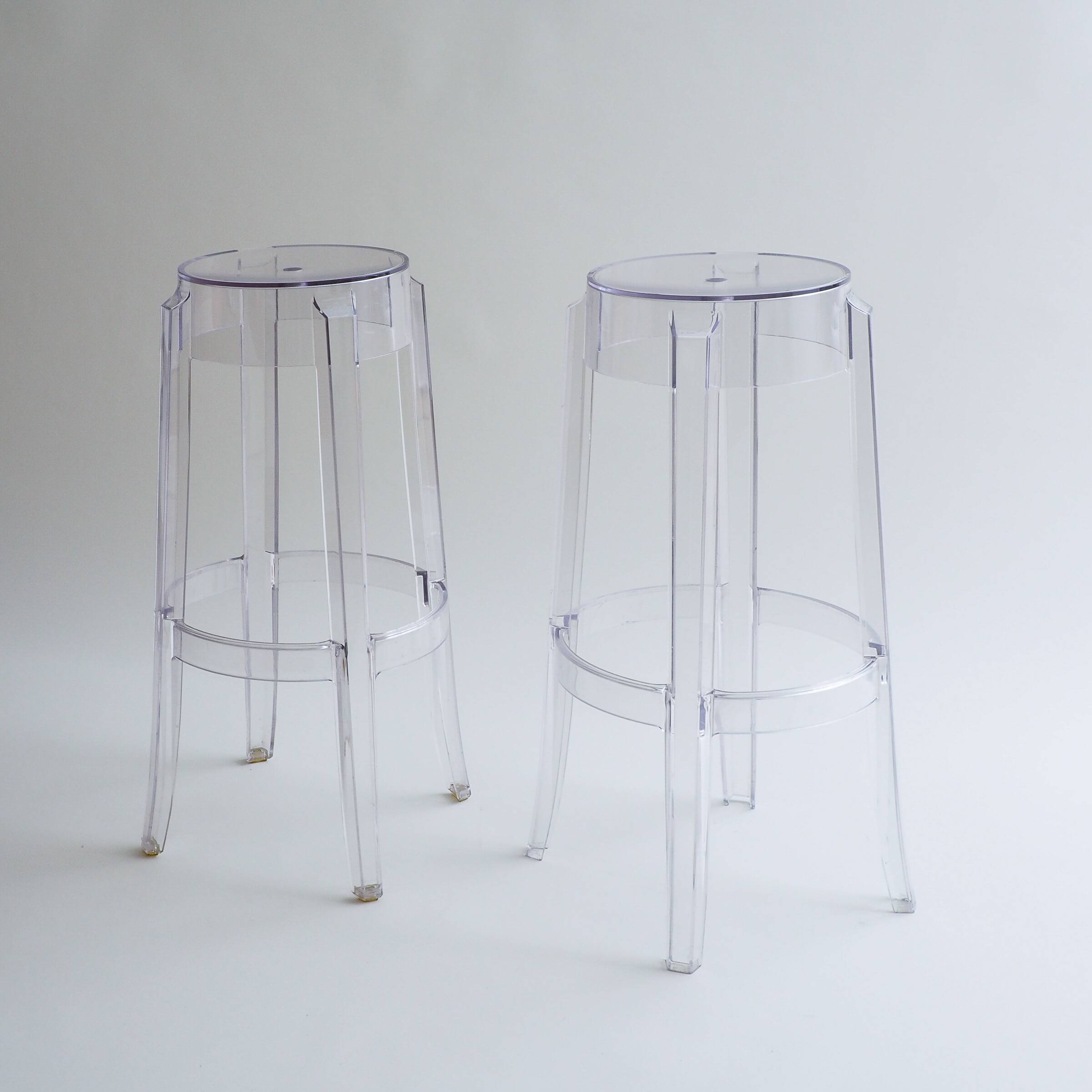 Set of 6 Charles Ghost Large Stools By Philippe Starck For Kartell