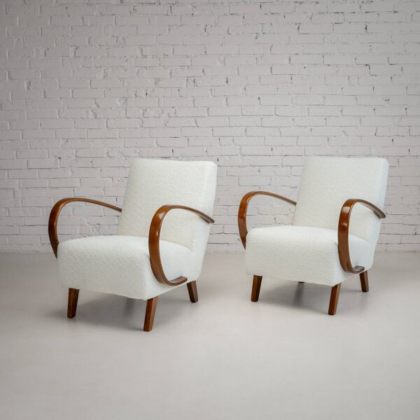 Paire de fauteuils de Jindřich Halabala, fauteuils de salon tchèques du milieu du siècle