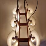 Scandinavian chandelier in teak and perspex 1950/1960