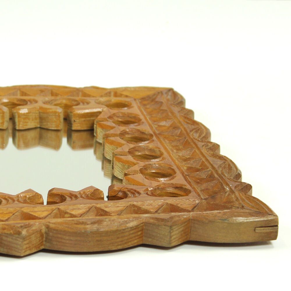 Wall mirror with hand carved wooden frame, Czechoslovakia 1950s