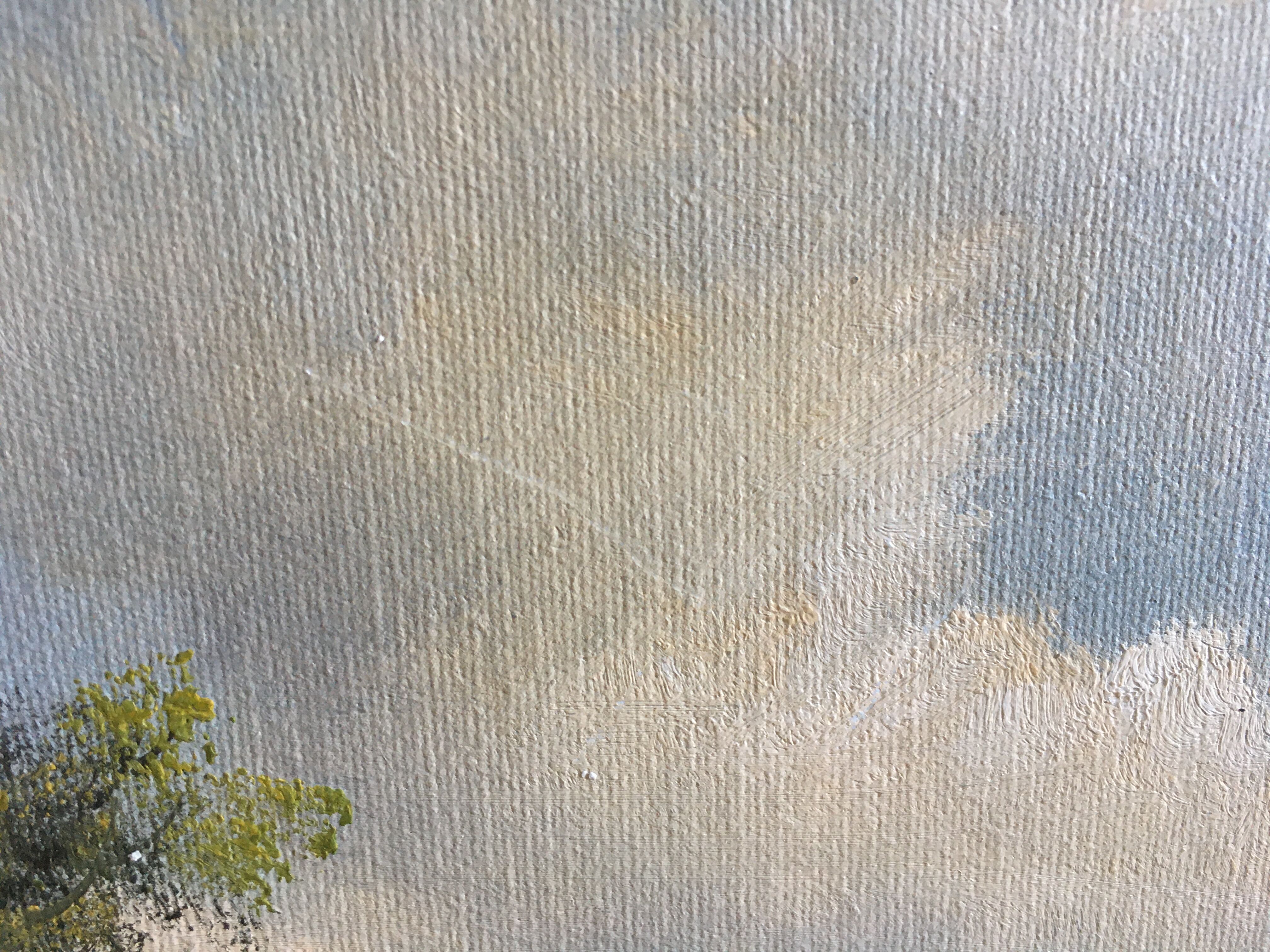 Painting on framed canvas gilded wood