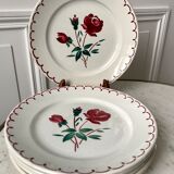 Set of 6 flat plates Badonviller model pinks 30s