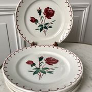 Set of 6 flat plates Badonviller model pinks 30s