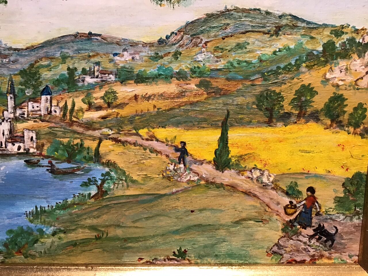 Ancient Tuscan landscape painting dated 1989