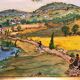 Tableau ancien paysage de Toscane daté 1989
