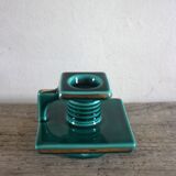 Cave rat candlestick, green earthenware with gilding from the 1950s.