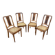 4 Art Deco walnut cane chairs 1930 French floral pattern