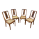 4 Art Deco walnut cane chairs 1930 French floral pattern
