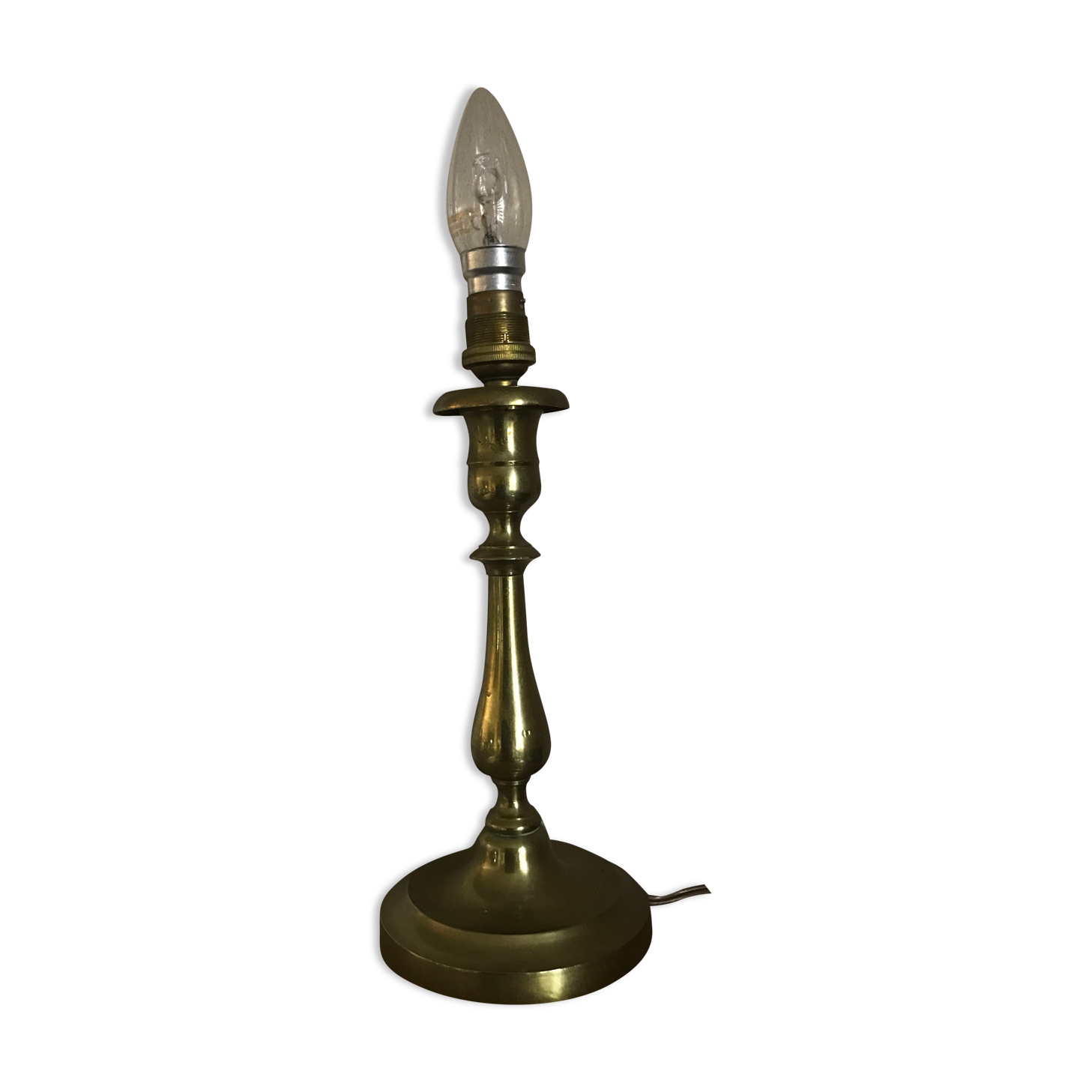 Lamp foot candle holder shape in solid brass 26.5 cm
