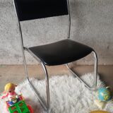 Vintage 70s black skai sled chair