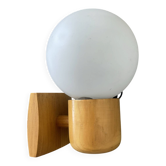 Vintage wall light in solid beech and opaline from the 70s-80s.