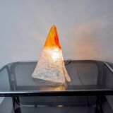 “Pyramid” lamp by Mazzega, orange frosted Murano glass, Italy, 1970