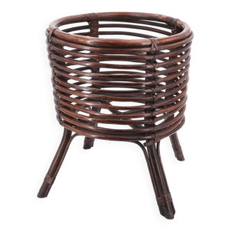 Planter pot cover in dark bamboo, 1960s