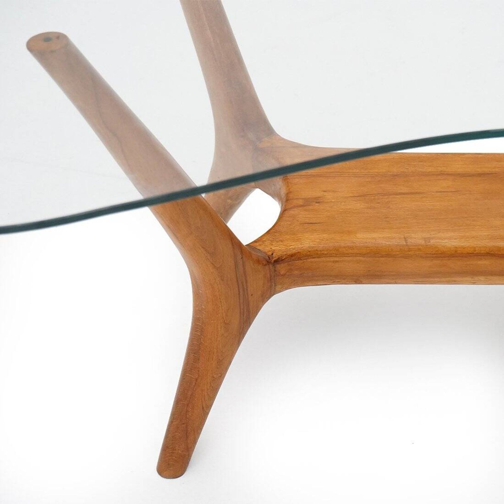 Italian coffee table in wood and glass, 1950s
