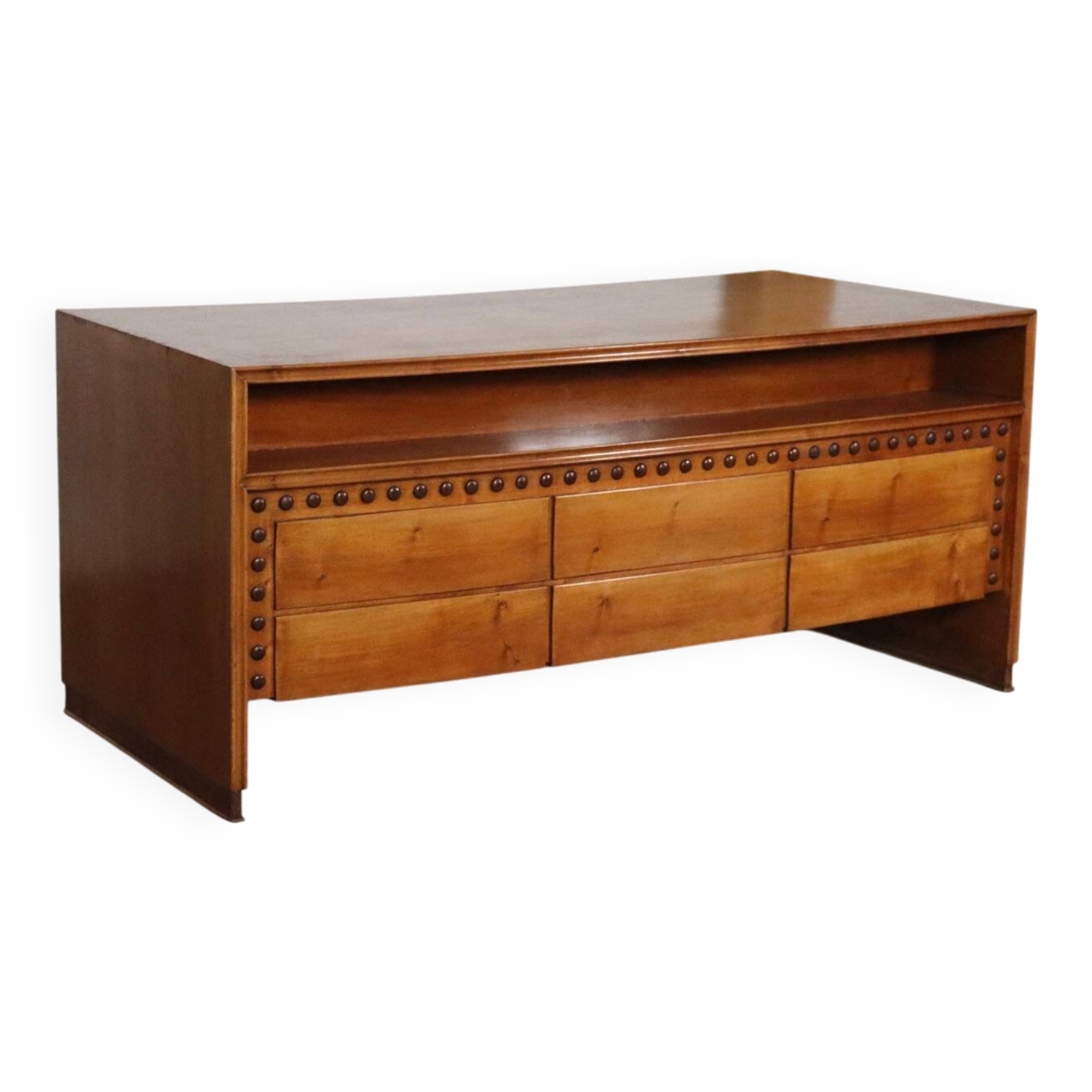 Curved Directors Desk In Walnut, Italy 1940s