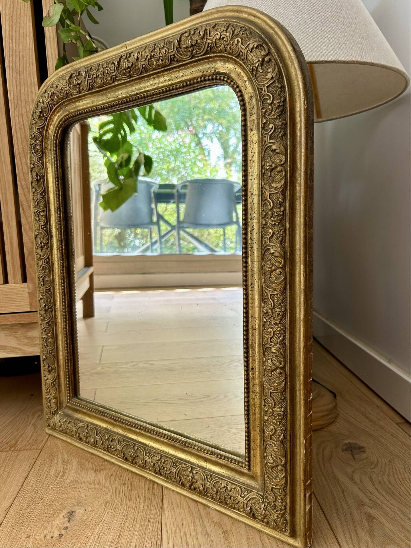 Antique gilded carved mirror - antique glass - vintage - Louis XVI