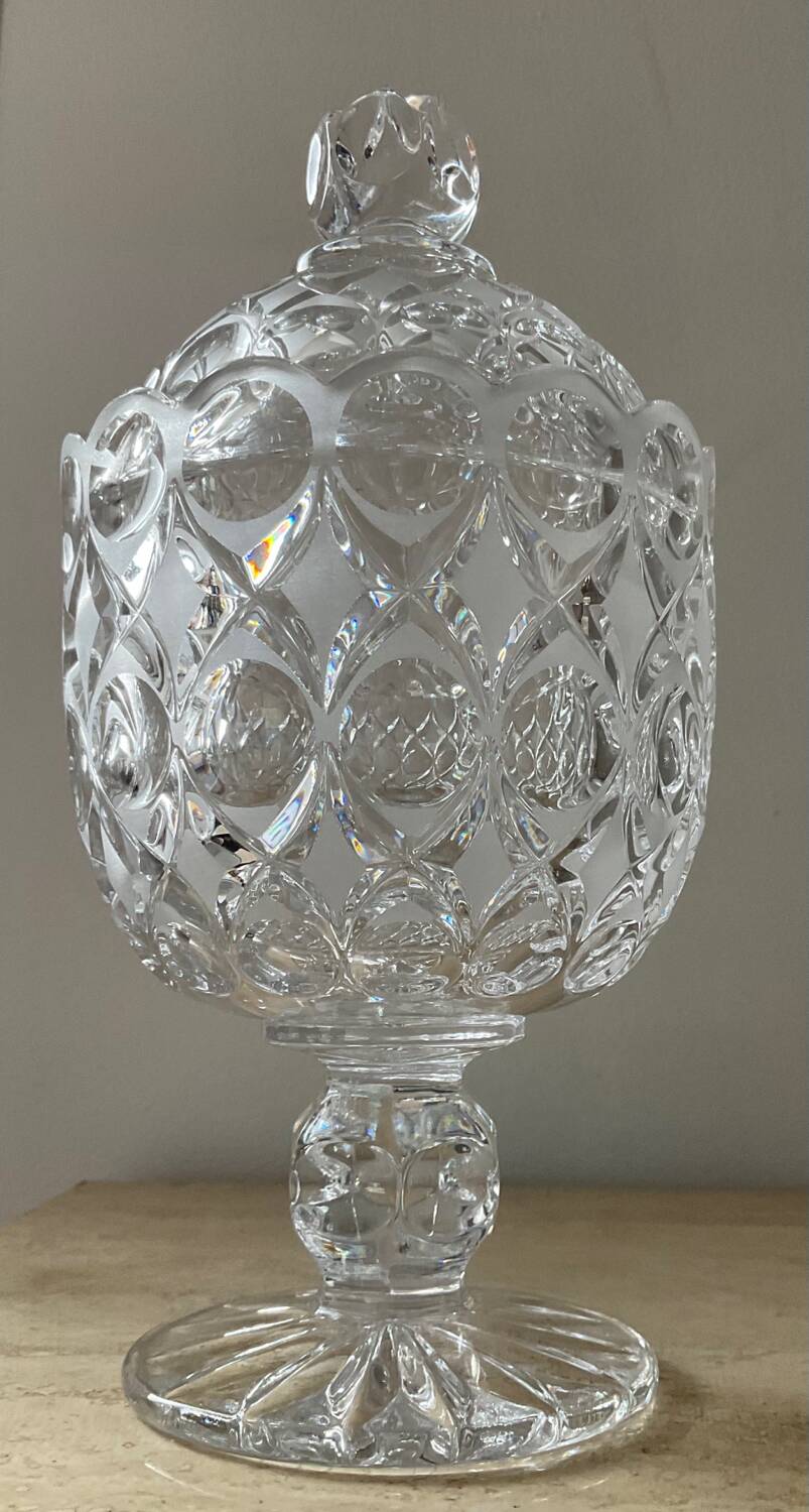 Vintage Crystal Pedestal Jewelry Box