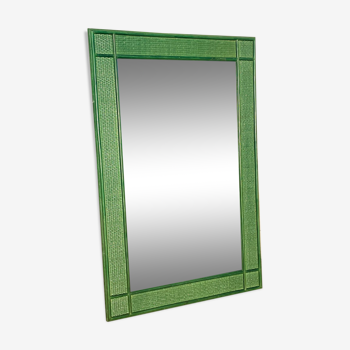 Green rattan mirror
