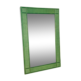 Miroir en rotin vert
