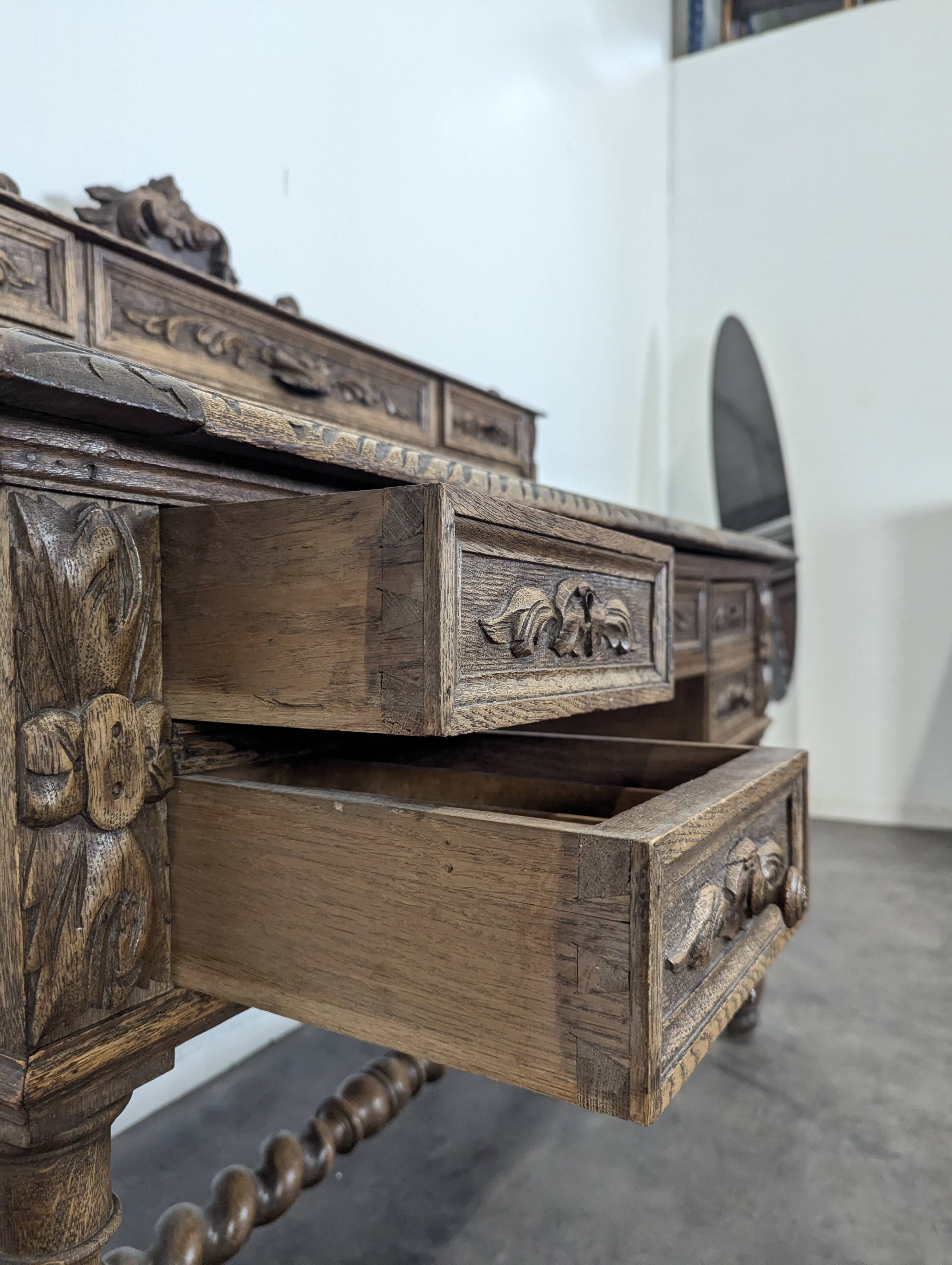 Louis XIII style oak desk