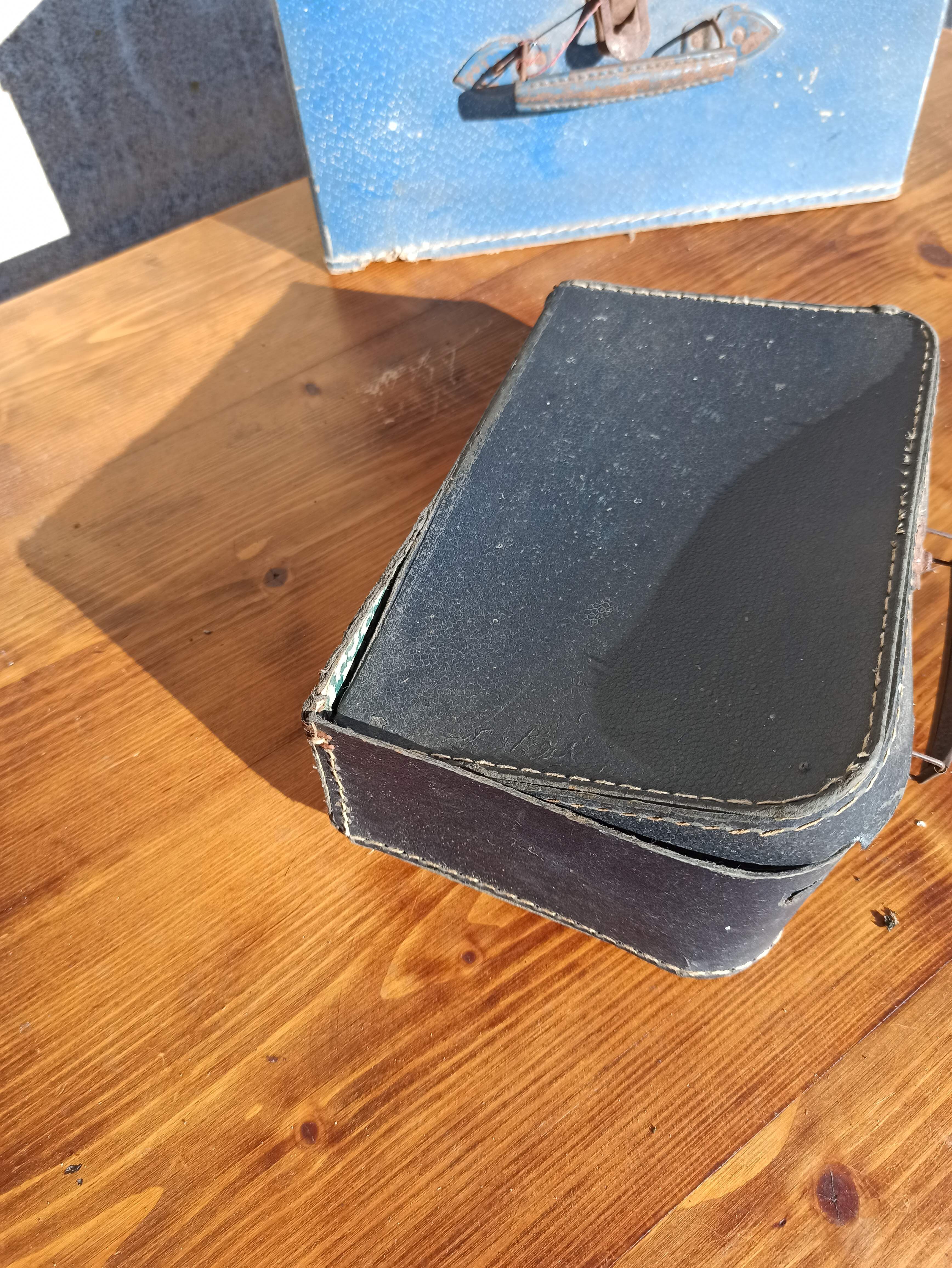Set of 3 old cardboard suitcases