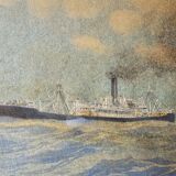 Watercolor of a liner at sea signed taboureau georges known as sandy-hook (1879-1960)