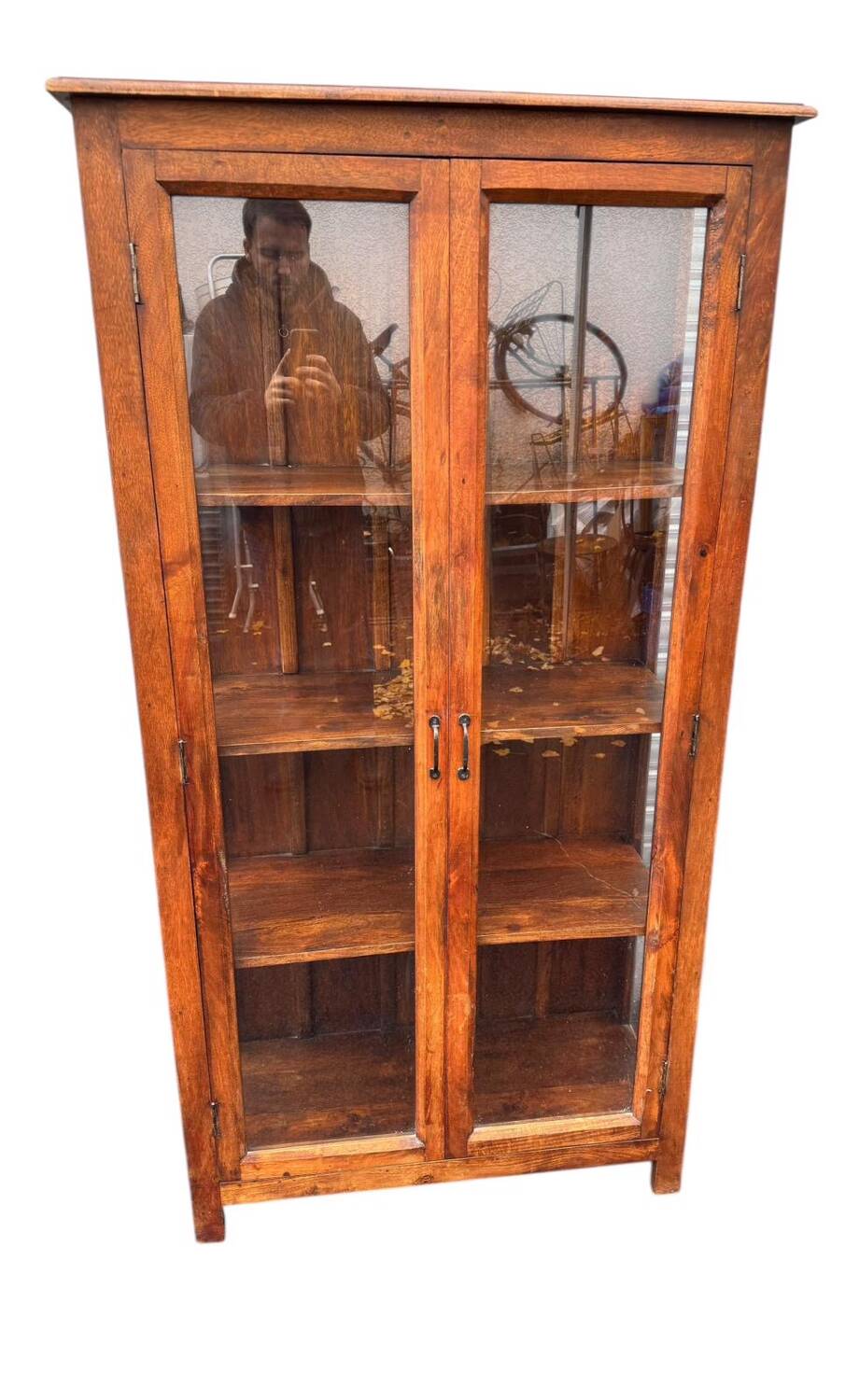 Grande vitrine / vaisselier en bois exotique. 175 cm. Deco vintage