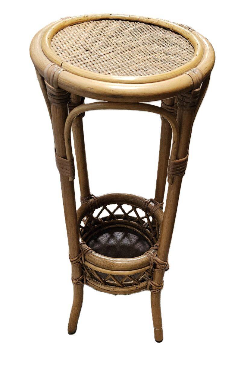 Round Natural Rattan Side Table