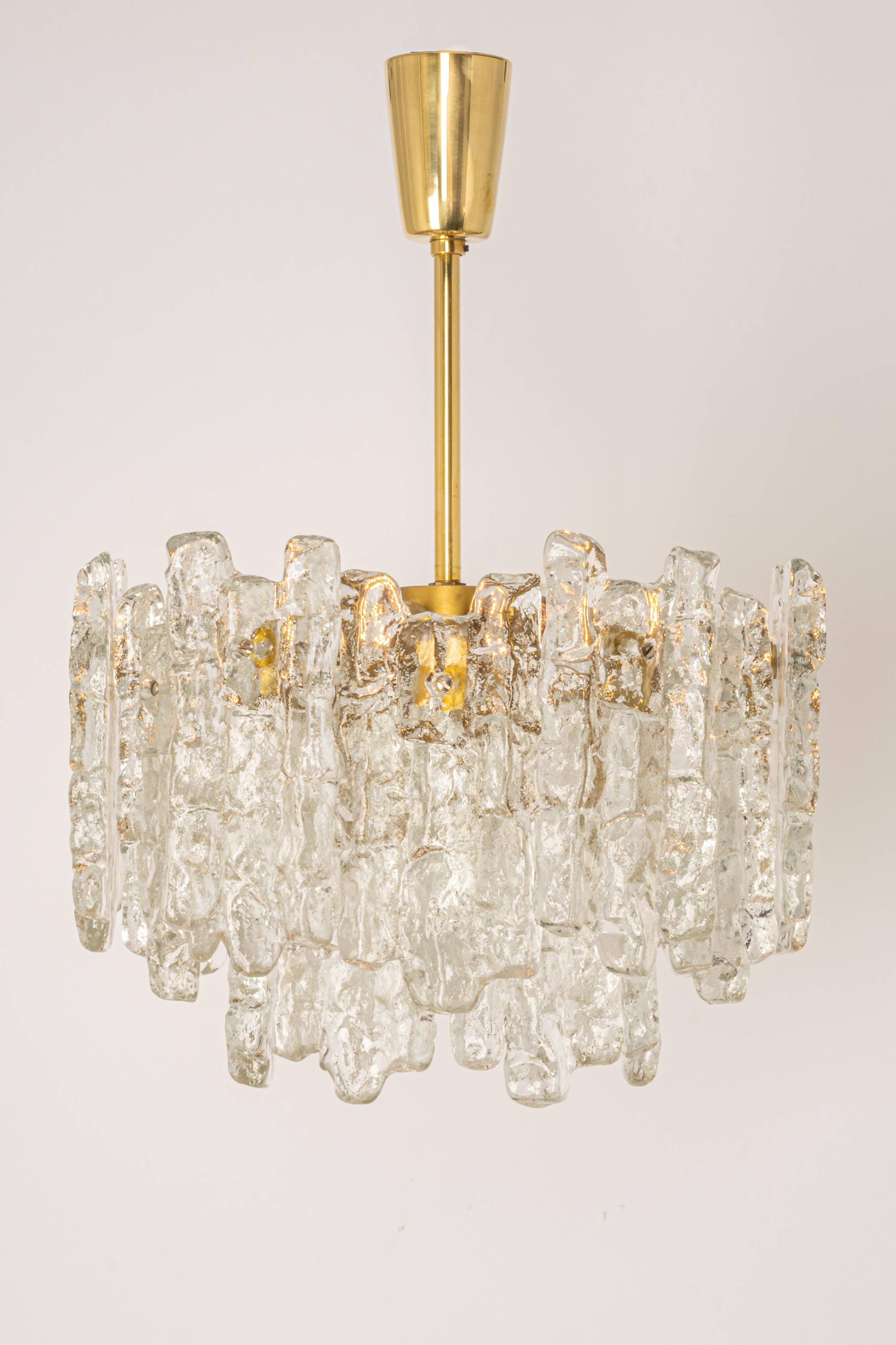 Large frosted glass chandelier from Murano by Kalmar, Austria, 1960s.