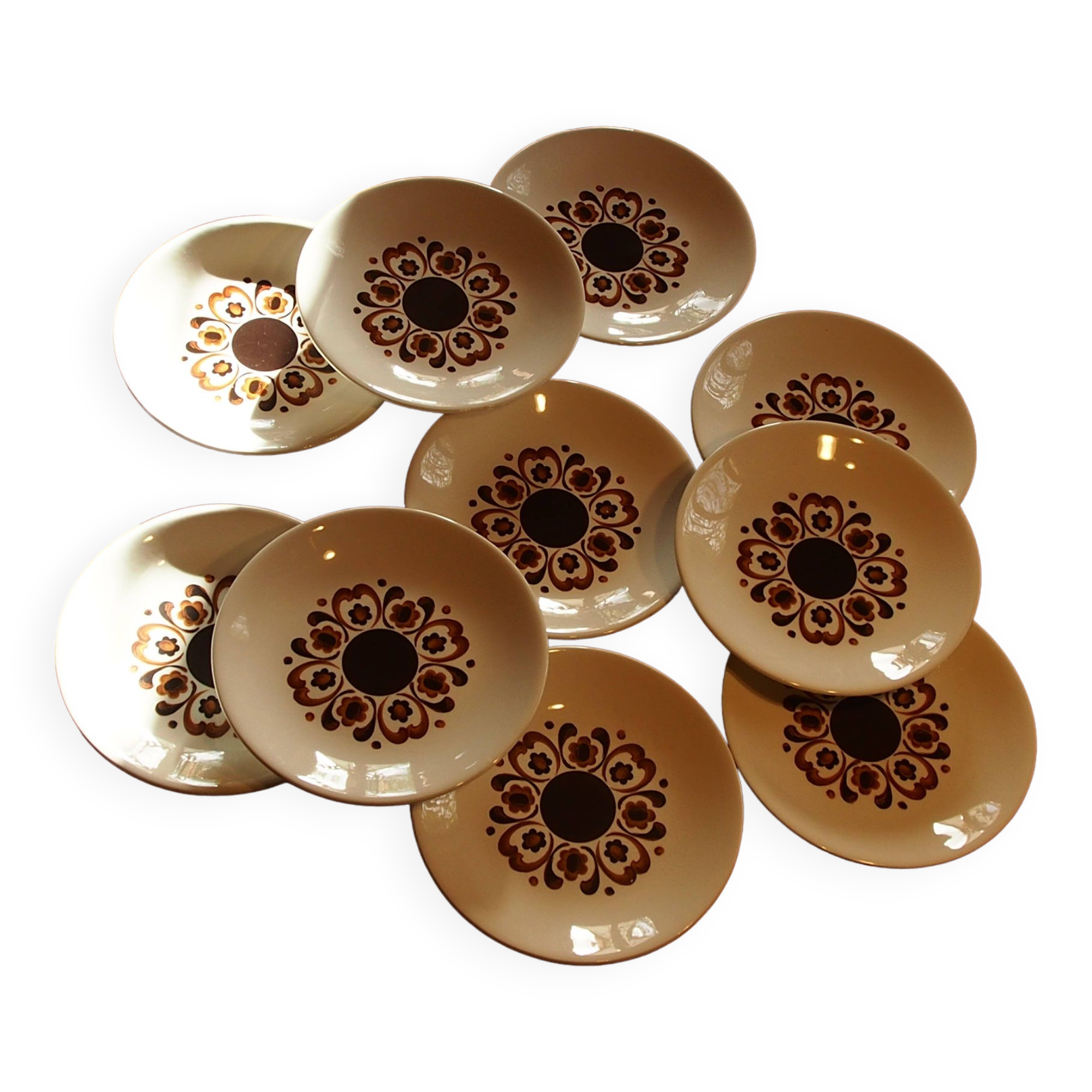 Lot of 10 vintage flat plates from the GIEN factory