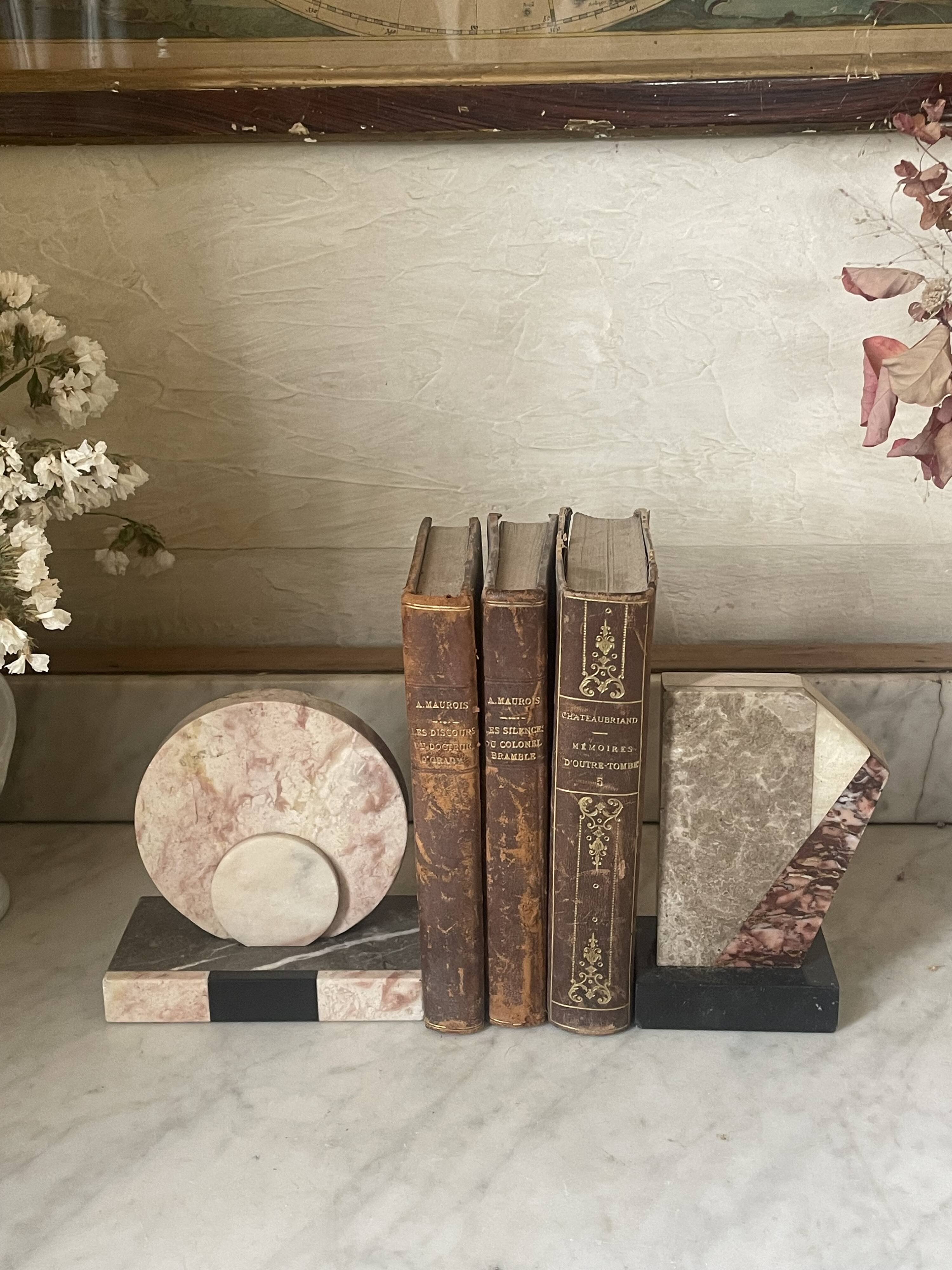 asymmetrical marble Art Deco bookends