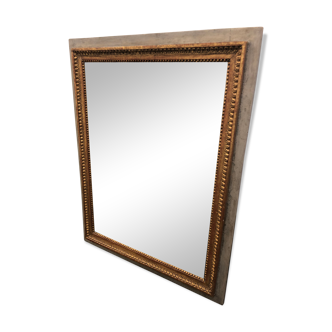 Mirror Trumeau gilded wood and grey patina era Louis XVl