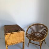 Bureau enfant en rotin avec son fauteuil