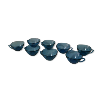 Set of 8 blue Vereco cups