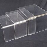 3 Nesting tables signed David Lange transparent plexiglass coffee tables design 70