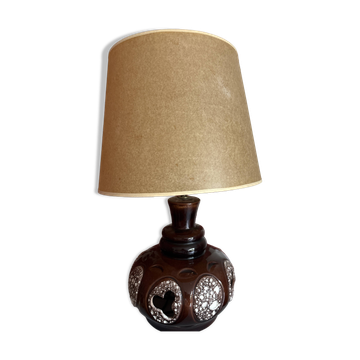 Lampe vintage en céramique marron