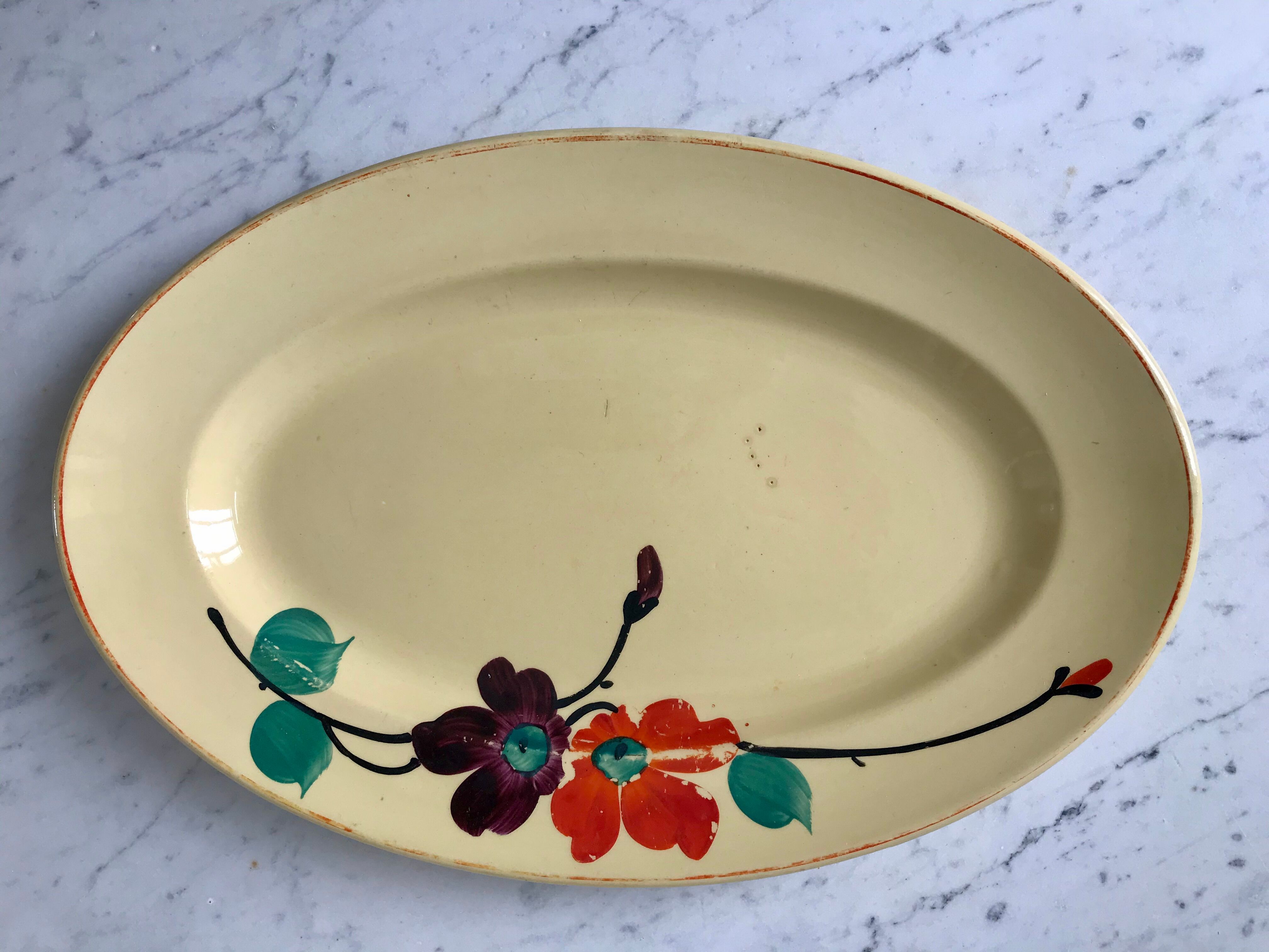 Oval flat digoin sarreguemines model "ginette" years 30-40