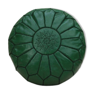 Pouf marocain en cuir vert