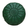 Moroccan pouf in green leather