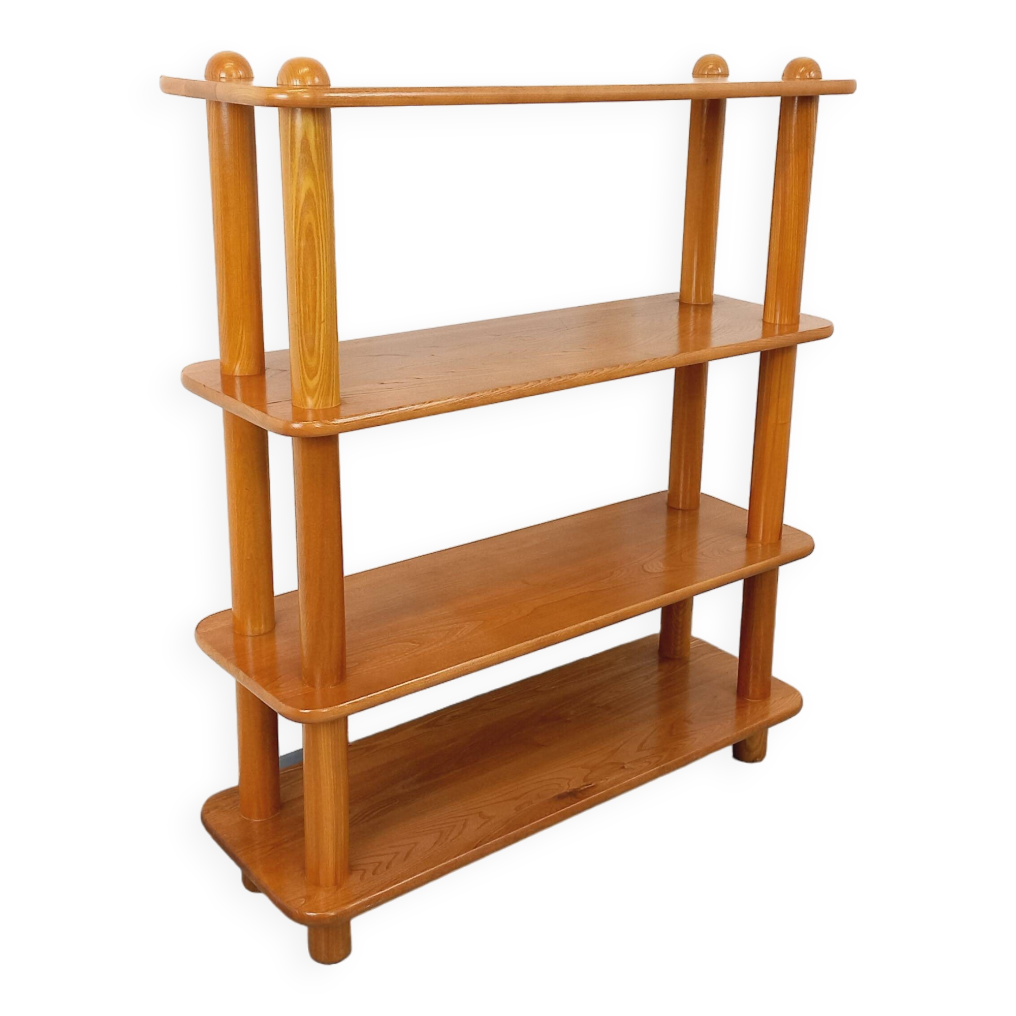 Bibliothèque étagère vintage en orme des années 80