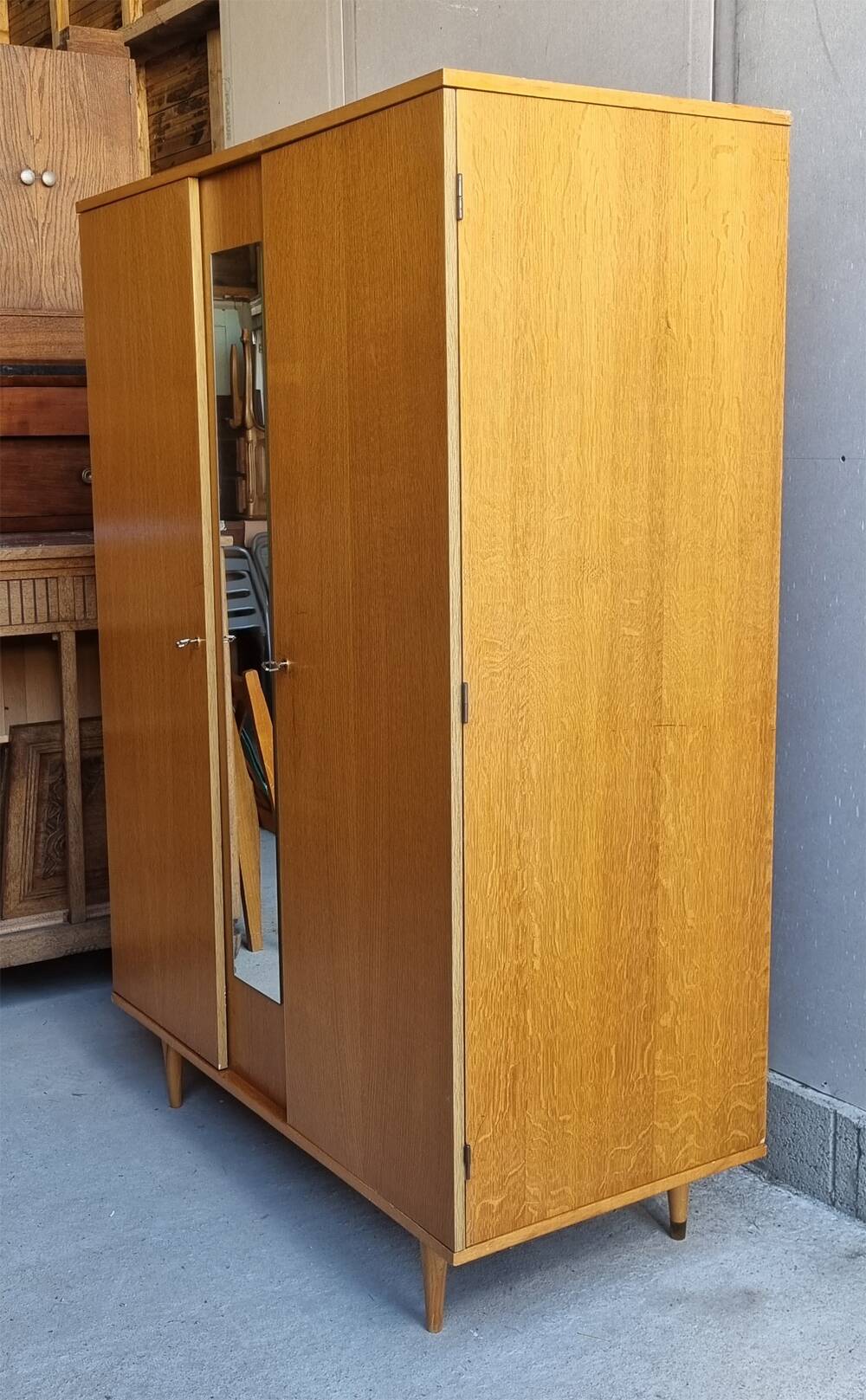 Wooden cabinet, wardrobe, shelves, vintage, 60s