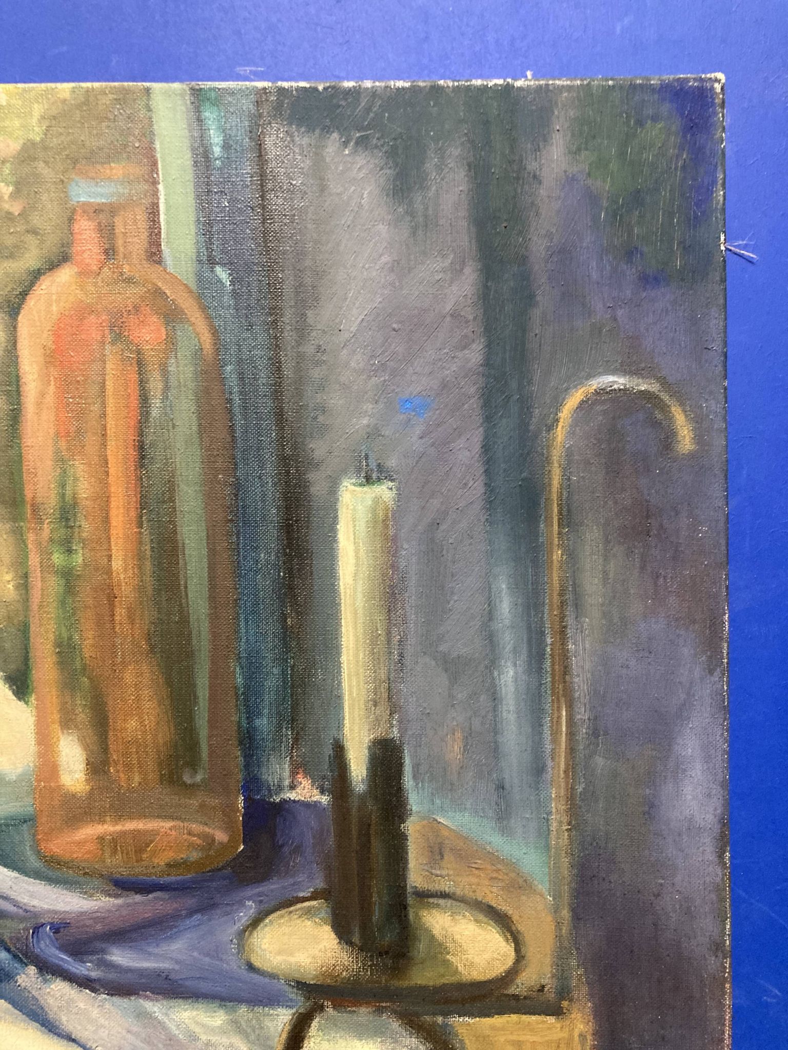 Leray, "In Front of the Window", fauvist still life, oil on canvas