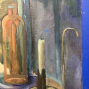 Leray, "In Front of the Window", fauvist still life, oil on canvas