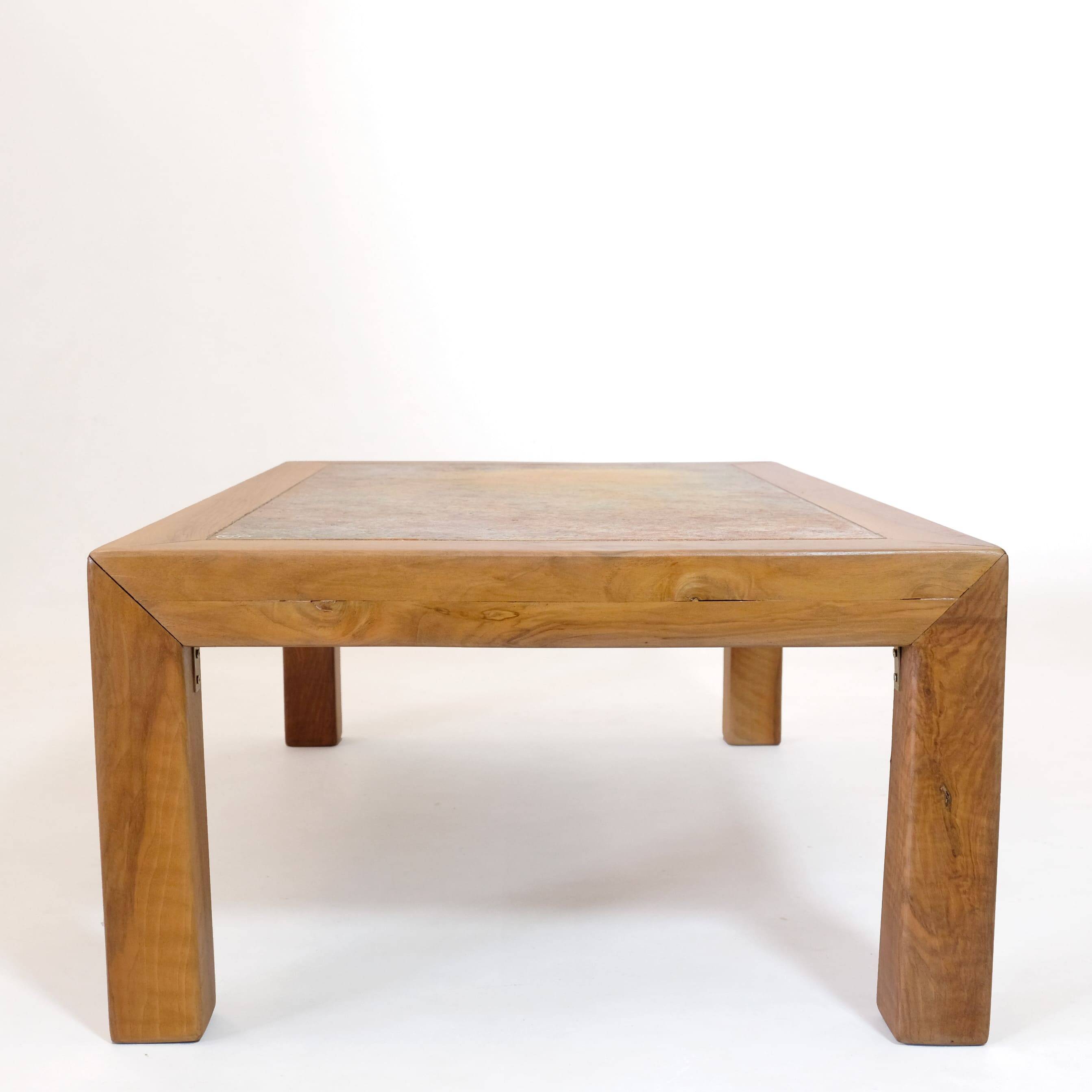 Bernard Buffat, coffee table with ceramic top, 1970s.