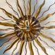 Brutalist sunburst ceiling light – gilt iron rays & exposed bulb, France, 1960s