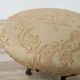 Vintage walnut pouf with fabric-covered seat, 1940s