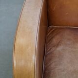 Cowhide  Leather Designer Armchair in Light Cognac Color